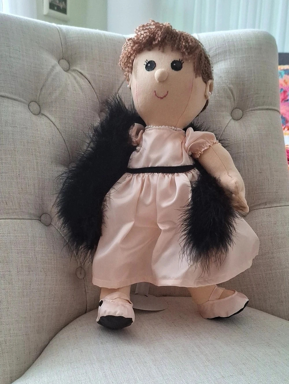 Plush Doll in Pink & Black Like New